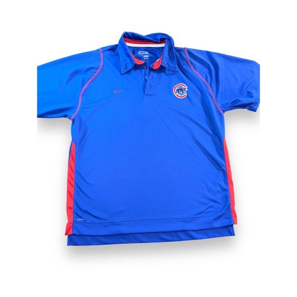 Nike DriFit Mens Blue Chicago Cubs MLB Performance Polo Shirt Size: Large - Picture 2 of 4